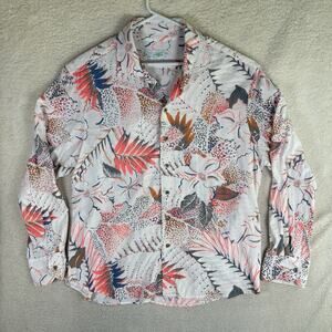 Vintage Seaplane Shirt Mens XL White Floral Funky Button Down True Long Sleeve